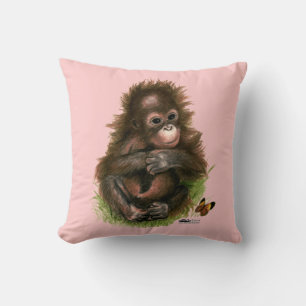 Coussin Bébé orang-outan et papillon
