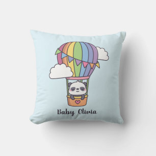 Coussin Bébé panda mignon dans un ballon à air chaud décor