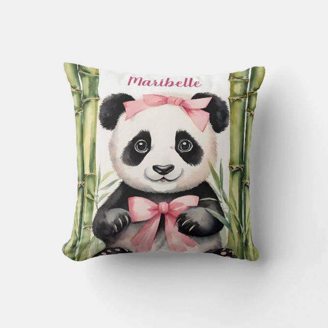 Coussin Bébé Panda Ours Filles Personnalisées (Recto)