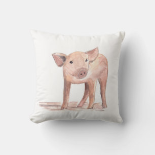 Coussin Bébé porcelet cochon art Animal Aquarelle ferme