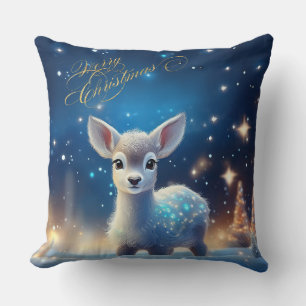 Coussin Bébé Reindeer avec joyeux voeux de Noël
