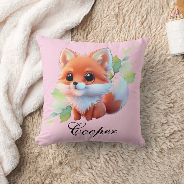 Coussin Bébé renard mignon Amis botaniques de la forêt boi (Couverture)