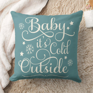 Coussin Bébé son froid dehors Aqua Blue Script Holiday