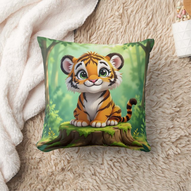 Coussin Bébé Tigre | Jolie illustration pour la chambre d' (Couverture)