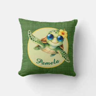 Coussin Bébé tortue mignonne avec des lunettes de soleil b