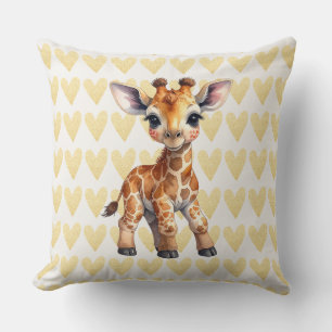 Coussin Bébé zèbre avec fond de coeur en or
