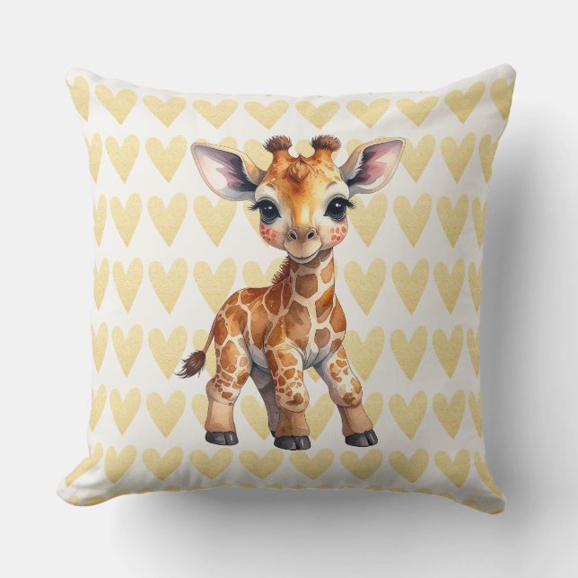 Coussin Bébé zèbre avec fond de coeur en or (Recto)