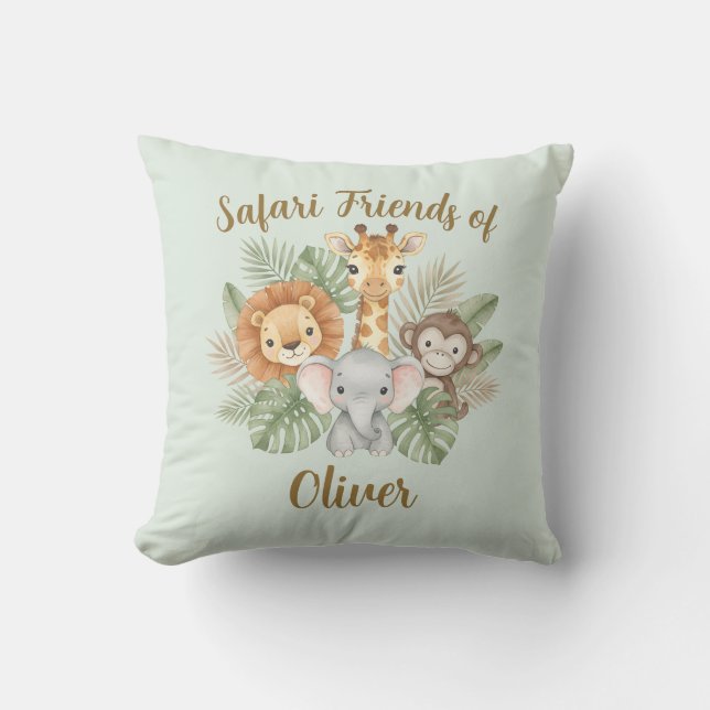 Coussin Bébés Animaux de Safari Mignons  (Recto)