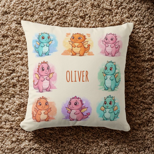 Coussin Bébés dragons personnalisés ludiques (Créateur téléchargé)