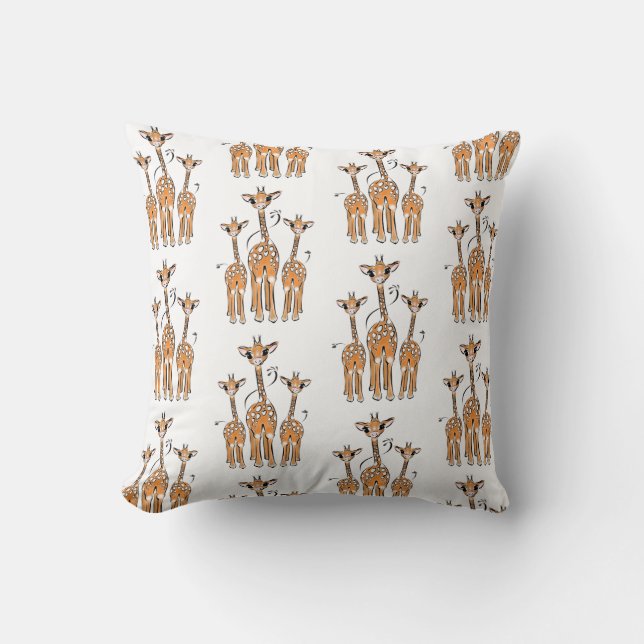 Coussin Bébés girafes mignons, animaux de safari (Recto)