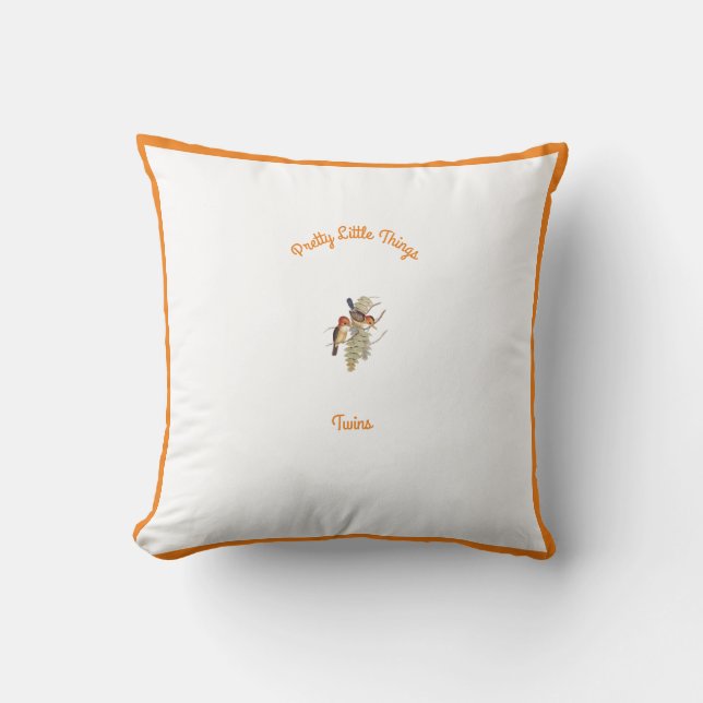 Coussin Bébés : Petits oiseaux Kingfisher/Mots (OR.W.) - (Recto)