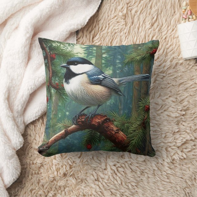 Coussin Bécasseau mignon à carreaux noirs (Couverture)