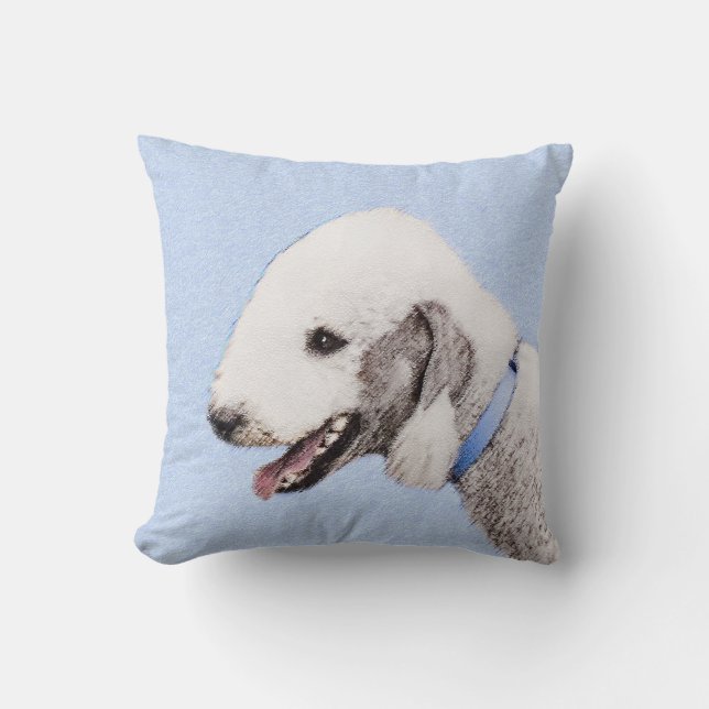 Coussin Bedlington Terrier Painting - Art original du chie (Recto)