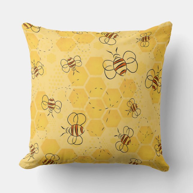 Coussin Bee Buzzing Honey Bees mignonne (Recto)