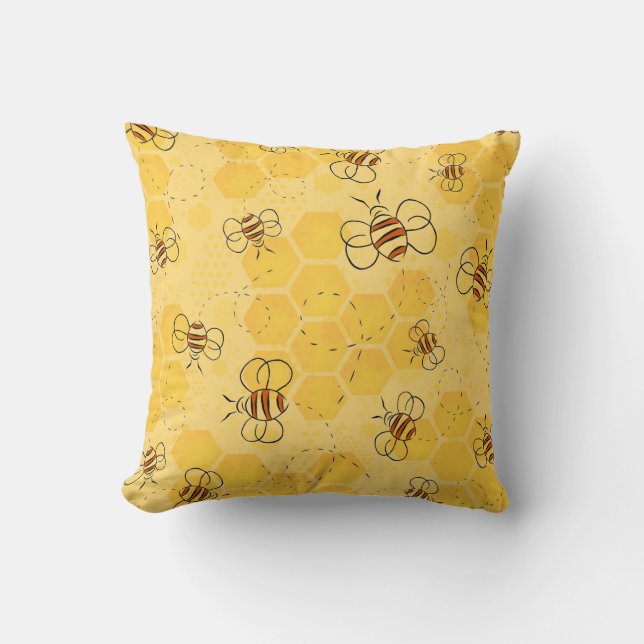 Coussin Bee Buzzing Honey Bees mignonne (Recto)