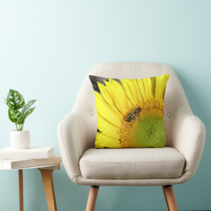 Coussin Bee On Sunflower Photographie Conception double fa