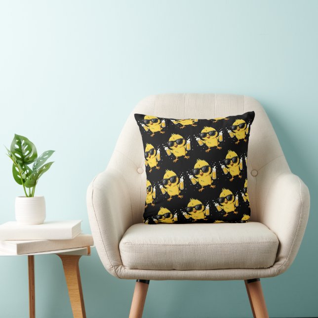 Coussin Beer Time Madafakas Drôle Mème Duck Goose Retro (Chaise)