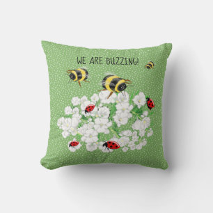 Coussin BEES et LadyBugs - Art de LeahG Sauvez les abeille