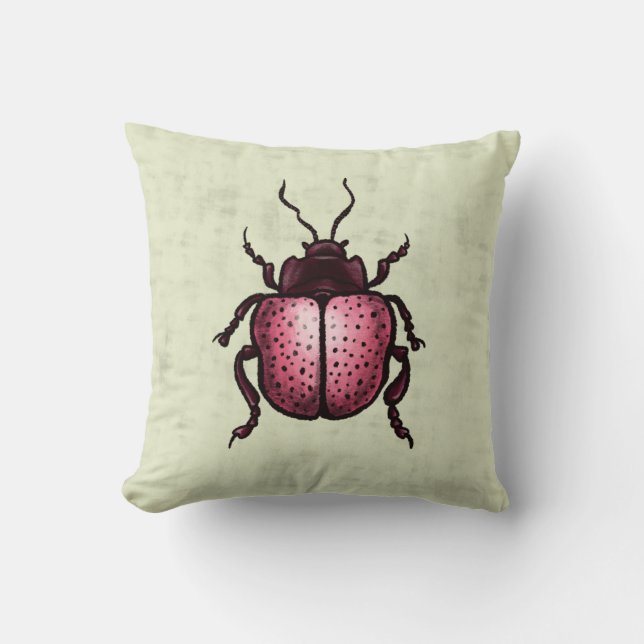Coussin Beetle rose Joli Goblincore Insect Lover (Recto)