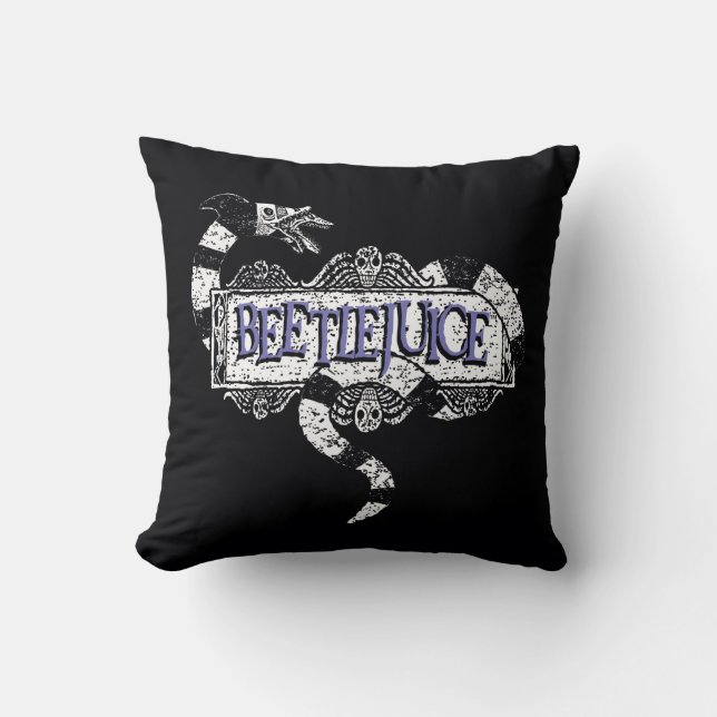 Coussin Beetlejuice | Sandworm Coiled on Beetlejuice Logo (Recto)