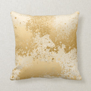 Coussin Beige et éclaboussure de peinture d'or