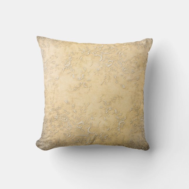 Coussin Beige floral victorien de texture de vignes de (Recto)