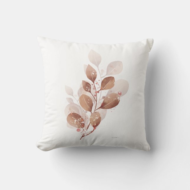 Coussin Beige Leaf Watercolor Modern Throw Pillow Cover  (Recto)