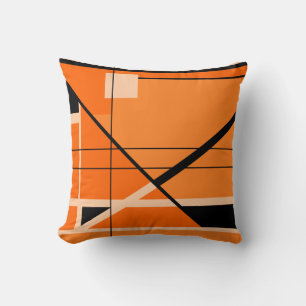 Coussin Beige, Noir, Orange Arrière - plan Abstrait géomét