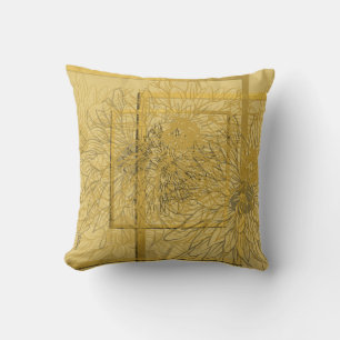 Coussin Beige or moderne Abstrait Floral