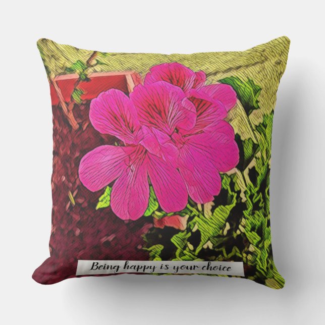 Coussin Being happy is your choice blooming flower (Recto)