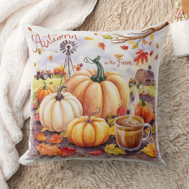 Coussin Bel automne rustique et charmant à la ferme (Couverture)