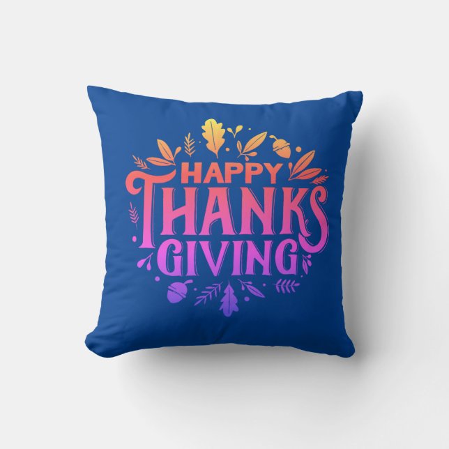 Coussin Bel Bon thanksgiving texte avec Feuille Automne E (Recto)