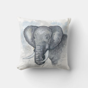 Coussin Bel Éléphant Argenté Pailleté