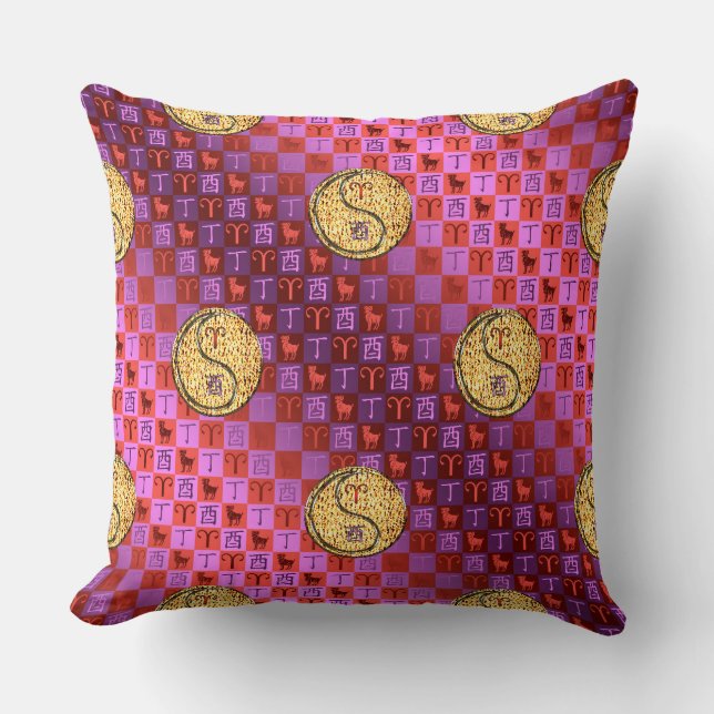 Coussin Bélier & Coq de feu (Recto)