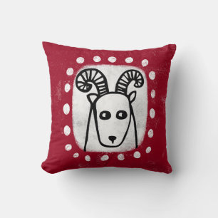 Coussin Bélier Mouton Drôle Sur L'Oreiller À Jeu Rouge