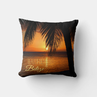 Coussin Belize Tropical Palm Tree Sunset Beach Scène
