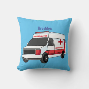 Coussin Belle ambulance rouge caricature van
