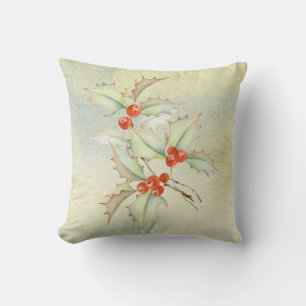 Coussin Belle aquarelle Baies saintes Design Noël