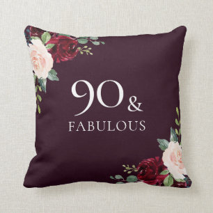 Coussin Belle Aquarelle Burgundy Blush 90e Anniversaire