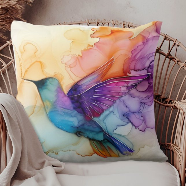 Coussin Belle Aquarelle Colibri (Créateur téléchargé)