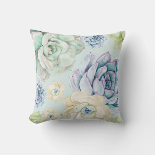 Coussin belle aquarelle de fleur succulente transparente