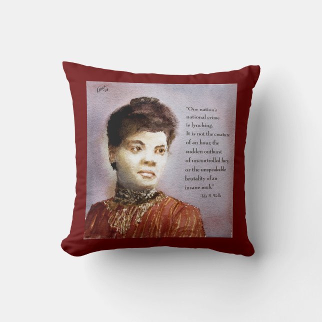 Coussin Belle aquarelle Ida B Wells & citation (Recto)