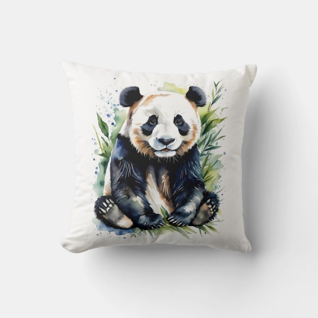Coussin Belle aquarelle Panda Bear (Recto)