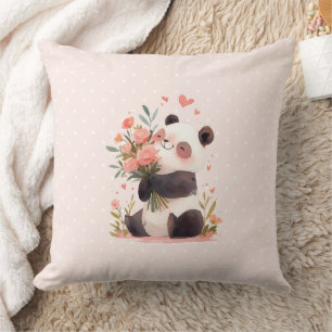 Coussin Belle aquarelle Panda Mères Jour Cadeau