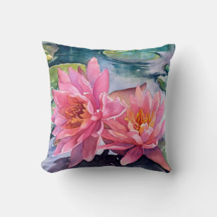 Coussin Belle Aquarelle rose Fleurs Art