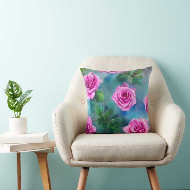 Coussin Belle Aquarelle tendance Collection Roses roses ro (Chaise)