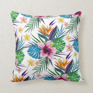 Coussin Belle aquarelle tropicale à peinture florale