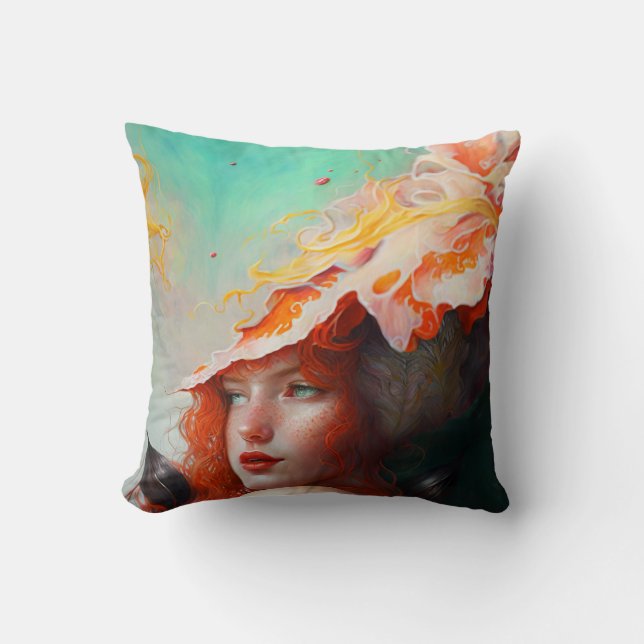 Coussin Belle artiste Abstraite Red Haired Ginger Girl (Recto)
