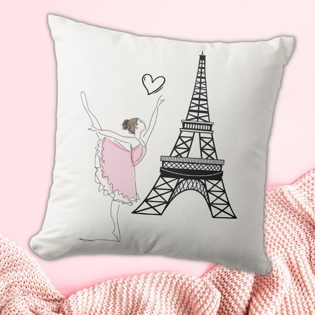 Coussin Belle Ballerina et Ballet de Danse Tour Eiffel (Créateur téléchargé)