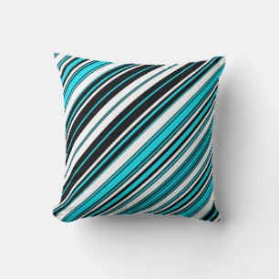 Coussin Belle bande d'aqua noir blanc